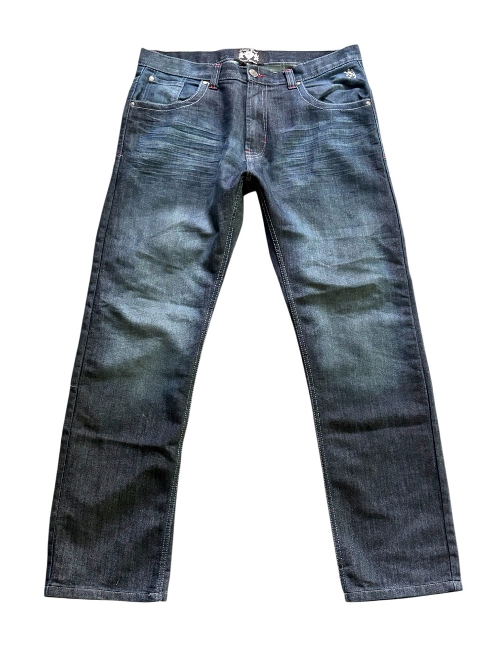 Lions Crest 36 32Men's Dark Blue Straight Leg Jeans